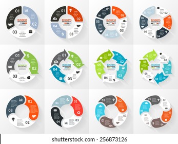 Vector circle arrows infographic. Template for cycle diagram, graph, presentation and round chart. Business concept with 3, 4, 5, 6 options, parts, steps or processes. Abstract background.