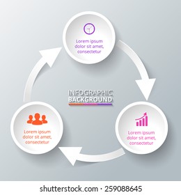 Vector circle arrows infographic. Template for diagram, graph, presentation and chart. Business concept with three options, parts, steps or processes.