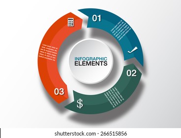 Vector Circle Arrows For Infographic. Template For Diagram, Graph, Presentation And Chart. Business Concept With 3 Options