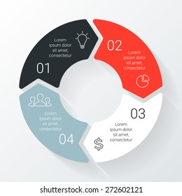 Vector circle arrows infographic. Template for cycle diagram, graph, presentation and round chart. Business concept with 7 equal options, parts, steps or processes. Startup layout for your project.