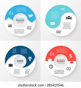 Vector circle arrows infographic. Template for cycle diagram, graph, presentation and round chart. Business concept with 2 options, parts, steps or processes. Abstract background. Data visualization.