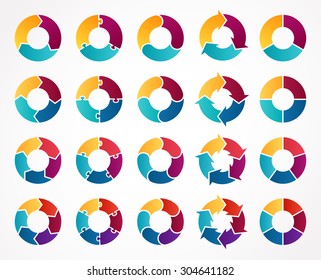 Vector Circle Arrows Infographic. Template For Cycle Diagram, Graph, Presentation And Round Chart. Business Concept With 3, 4, 5, 6 Options, Parts, Steps Or Processes. Arrow Sign For Infographics.