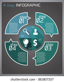Vector circle arrows infographic. Template for cycle diagram, graph, presentation and round chart. Business concept with 4 equal options, parts, steps or processes.