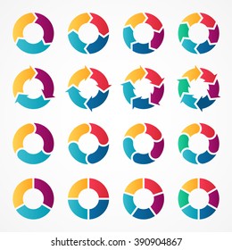 Vector Circle Arrows Infographic. Template For Cycle Diagram, Graph, Presentation And Round Chart. Business Logo Concept Sign With 3, 4, 5, 6 Options, Parts, Steps Or Processes. Cycling Shapes.