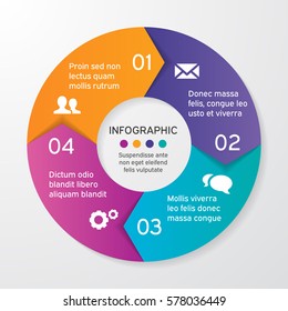 Vector Circle Arrows For Infographic. Template For Cycle Diagram, Options,  Graph, Web Design, Presentation And Round Chart. Business Concept With 4 Steps. Abstract Background.