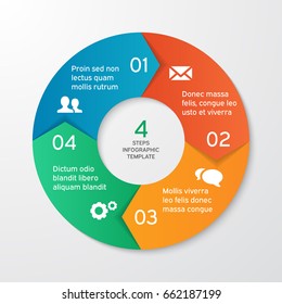 Vector circle arrows for infographic. Template for cycle diagram, options, graph, web design, presentation and round chart. Business concept with 4 steps. Abstract background.