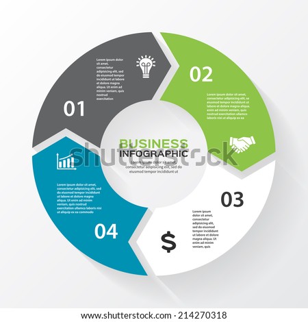Vector circle arrows for infographic. Template for diagram, graph, presentation and chart. Business concept with 4 options, parts, steps or processes. Abstract background.