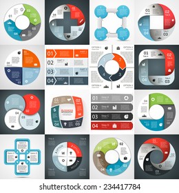 Vector circle arrows infographics set. Template for circle diagram, graph, presentation and chart. Business concept with 4 options, parts, steps or processes. Abstract background.