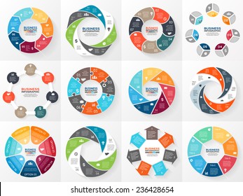 Vector circle arrows infographics set. Template for diagram, graph, presentation and chart. Business concept with 7 options, parts, steps or processes. Abstract background.