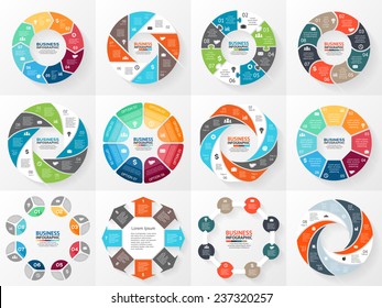 Vector Circle Arrows Infographics Set. Template For Diagram, Graph, Presentation And Chart. Business Concept With 8 Options, Parts, Steps Or Processes. Abstract Background.