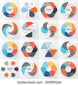 Vector circle arrows infographics set. Template for diagram, graph, presentation and chart. Business concept with 6 options, parts, steps or processes. Abstract background.