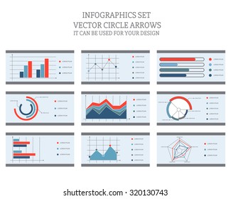 Vector circle arrows infographics set. It can be used for your design. Template for cycle triangle diagram, graph, presentation and round chart. Business concept, parts, steps or processes.