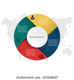 Vector circle arrows linear infographic, diagram, graph, presentation, chart. Business cycle concept with 4 options, parts, steps, processes. Infographics data template. illustration ,EPS10