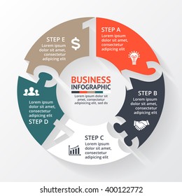 Vector circle arrows numbers 1, 2, 3, 4, 5 infographic, diagram, graph, presentation, chart. Business cycle concept with options, parts, steps, processes. Infographics round data circulation template.