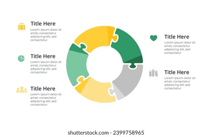 Infografía de rompecabezas de las flechas del círculo vectorial, diagrama de ciclos, gráfico de rompecabezas, gráfico de presentación. infografías empresariales con 5 opciones, partes, pasos, procesos.