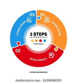 Vector circle arrows puzzle infographic, cycle diagram, presentation chart. Business concept with 3 options, parts, steps, processes. Vector Eps	
