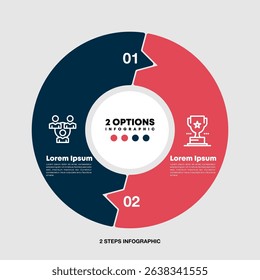 Vector circle arrows puzzle infographic, cycle diagram, presentation chart. Business concept with 2 options, parts, steps, processes. Vector Eps