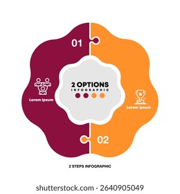 Vector circle arrows puzzle infographic, cycle diagram, presentation chart. Business concept with 2 options, parts, steps, processes. Vector Eps	