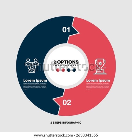 Vector circle arrows puzzle infographic, cycle diagram, presentation chart. Business concept with 2 options, parts, steps, processes. Vector Eps