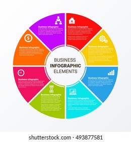Vector circle arrows ribbons infographics. Template for diagram, graph, presentation and chart. Business concept with 5 options, parts, steps or processes. Abstract background.