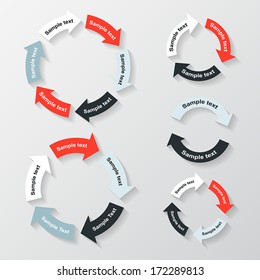 Vector circle arrows set for infographic. Template for diagram, graph, presentation and chart. Business concept with 2, 3, 4, 5 and 6 options, parts, steps or processes. Abstract background.