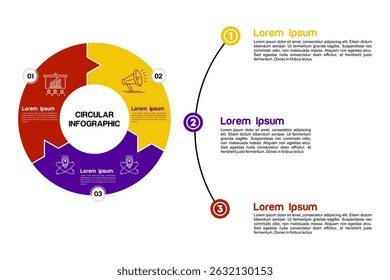 Vector circle arrows triangle infographic, cycle diagram, graph, presentation chart. Business concept with 3 options, parts, steps, processes.	
