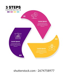 Infografía del triángulo de las flechas del círculo del Vector, diagrama del ciclo, gráfico, gráfico de la presentación. Concepto de negocio con 3 opciones, partes, pasos, procesos.	