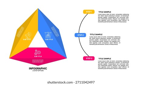 Infografía del triángulo de las flechas del círculo del Vector, diagrama del ciclo, gráfico, gráfico de presentación de la Plantilla. Concepto de negocio con 3 opciones, partes, pasos, procesos. Vector infografía	