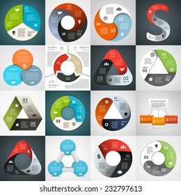 Vector Circle Arrows Triangle Infographics Set. Template For Diagram, Graph, Presentation And Chart. Business Concept With 3 Cyclic Options, Parts, Steps Or Processes. Abstract Background.