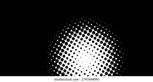 Vector Circle Background with Black Random Dots, Abstact Design, Halftone Style