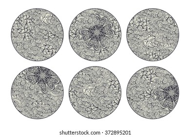 Vector circle backgrounds, black and white version