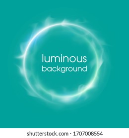 Vector Circle Banner. Flyer Round Design Template With Glowing Neon Tube Circle Around Background. Flash Effect