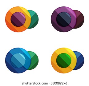 Banderas de círculo vectorial. Ilustración de una plantilla geométrica abstracta para infografías de opciones, diagrama de negocio o presentación, sitio web gráfico, infografía de navegación