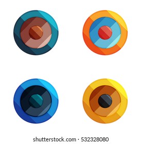 Banderas de círculo vectorial. Ilustración de una plantilla geométrica abstracta para infografías de opciones, diagrama de negocio o presentación, sitio web gráfico, infografía de navegación