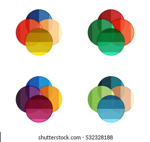 Banderas de círculo vectorial. Ilustración de una plantilla geométrica abstracta para infografías de opciones, diagrama de negocio o presentación, sitio web gráfico, infografía de navegación