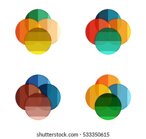 Banderas de círculo vectorial. Ilustración de una plantilla geométrica abstracta para infografías de opciones, diagrama de negocio o presentación, sitio web gráfico, infografía de navegación
