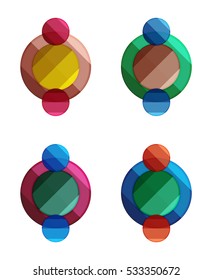 Vektorkreisbanner. Illustration abstrakter geometrischer Vorlagen für Optionsinfografien, Geschäftsdiagramme oder -präsentationen, grafische Website, Navigationsdaten