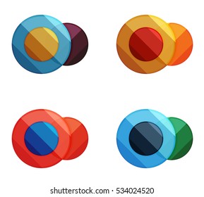 Banderas de círculo vectorial. Ilustración de una plantilla geométrica abstracta para infografías de opciones, diagrama de negocio o presentación, sitio web gráfico, infografía de navegación
