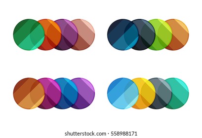 Vektorkreisbanner. Illustration abstrakter geometrischer Vorlagen für Optionsinfografien, Geschäftsdiagramme oder -präsentationen, grafische Website, Navigationsdaten