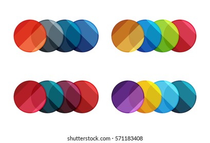 Banderas de círculo vectorial. Ilustración de una plantilla geométrica abstracta para infografías de opciones, diagrama de negocio o presentación, sitio web gráfico, infografía de navegación