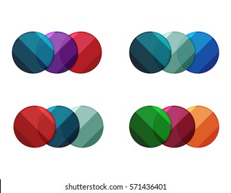 Banderas de círculo vectorial. Ilustración de una plantilla geométrica abstracta para infografías de opciones, diagrama de negocio o presentación, sitio web gráfico, infografía de navegación