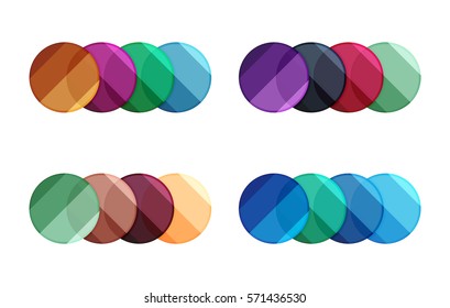 Banderas de círculo vectorial. Ilustración de una plantilla geométrica abstracta para infografías de opciones, diagrama de negocio o presentación, sitio web gráfico, infografía de navegación