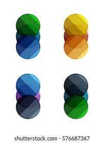 Banderas de círculo vectorial. Ilustración de una plantilla geométrica abstracta para infografías de opciones, diagrama de negocio o presentación, sitio web gráfico, infografía de navegación