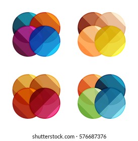 Banderas de círculo vectorial. Ilustración de una plantilla geométrica abstracta para infografías de opciones, diagrama de negocio o presentación, sitio web gráfico, infografía de navegación