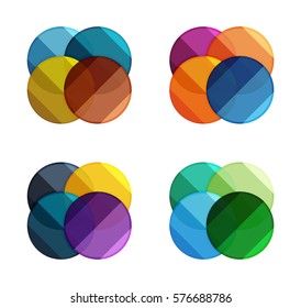 Vektorkreisbanner. Illustration abstrakter geometrischer Vorlagen für Optionsinfografien, Geschäftsdiagramme oder -präsentationen, grafische Website, Navigationsdaten