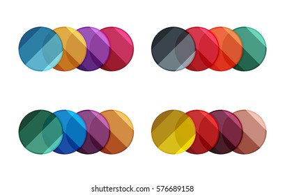 Banderas de círculo vectorial. Ilustración de una plantilla geométrica abstracta para infografías de opciones, diagrama de negocio o presentación, sitio web gráfico, infografía de navegación