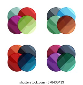 Banners em círculo vetorial. Ilustração de modelo geométrico abstrato para infográficos de opção, diagrama de negócios ou apresentação, site gráfico, infográfico de navegação