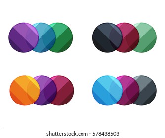 Banderas de círculo vectorial. Ilustración de una plantilla geométrica abstracta para infografías de opciones, diagrama de negocio o presentación, sitio web gráfico, infografía de navegación