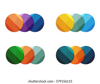 Banderas de círculo vectorial. Ilustración de una plantilla geométrica abstracta para infografías de opciones, diagrama de negocio o presentación, sitio web gráfico, infografía de navegación
