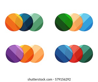 Banderas de círculo vectorial. Ilustración de una plantilla geométrica abstracta para infografías de opciones, diagrama de negocio o presentación, sitio web gráfico, infografía de navegación
